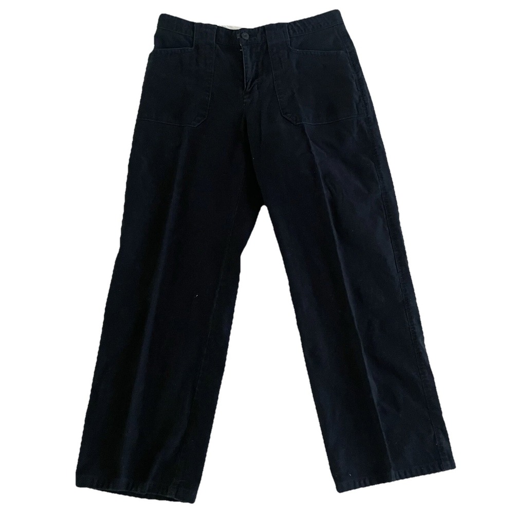 Patagonia Women's Black Corduroy Pants Size 10 Micro Cords Tie Waist Flap Pocket